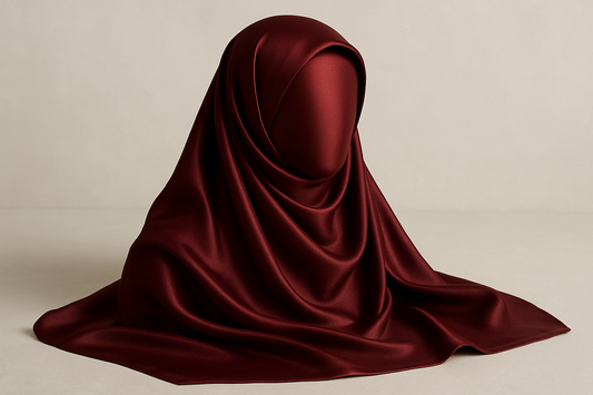 elegant maroon turkish lawn hijab on silky clothe