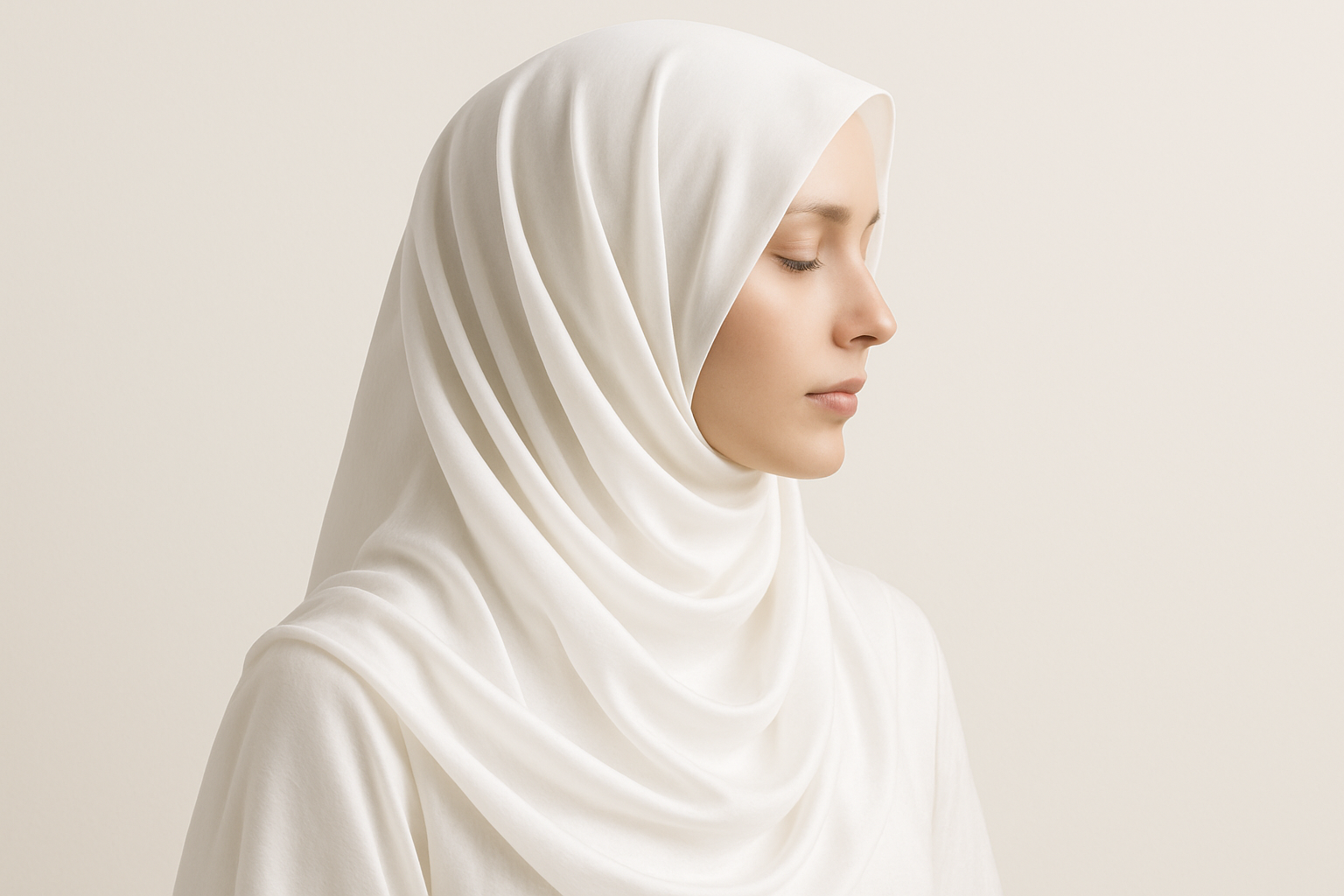  elegant white turkish lawn hijab on silky clothe