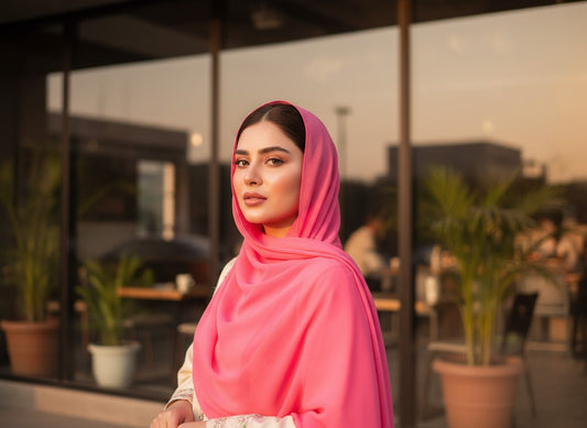 Hot Pink Bloom – Lightweight Chiffon Hijab
