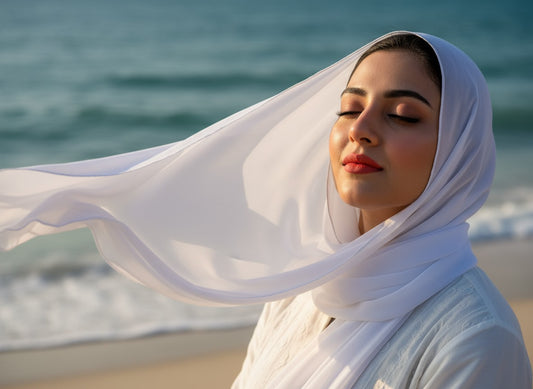 Plain White Georgette Hijab – Timeless & Elegant