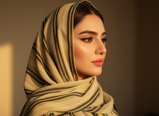 Yellow Eclipse Stripe Hijab – Soft, Chic & Effortlessly Stylish